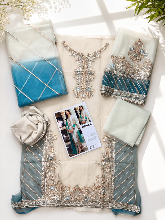 MARIA.B 3 Piece Unstitched Embroidered Organza Suit
