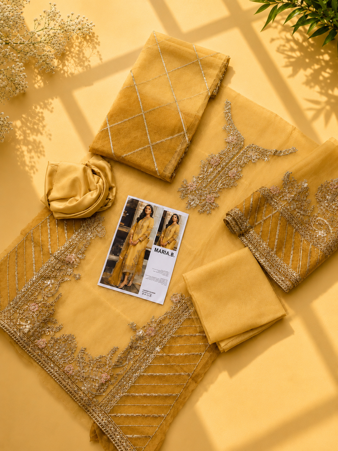 MARIA.B 3 Piece Unstitched Embroidered Organza Suit