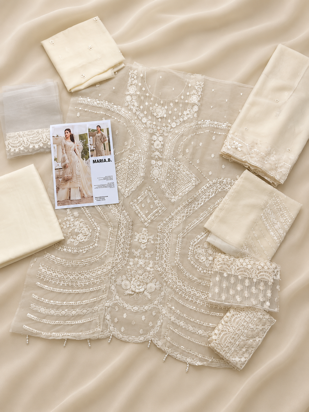 MARIA.B 3 Piece Unstitched Embroidered Chiffon Suit
