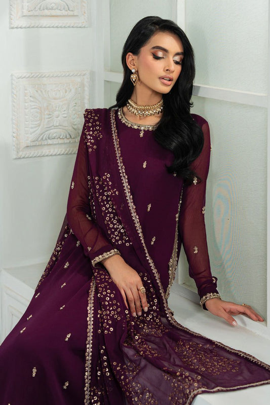 ZARIF MARGANDI 3 Piece Unstitched Embroidered Chiffon Suit With Chiffon Dupatta