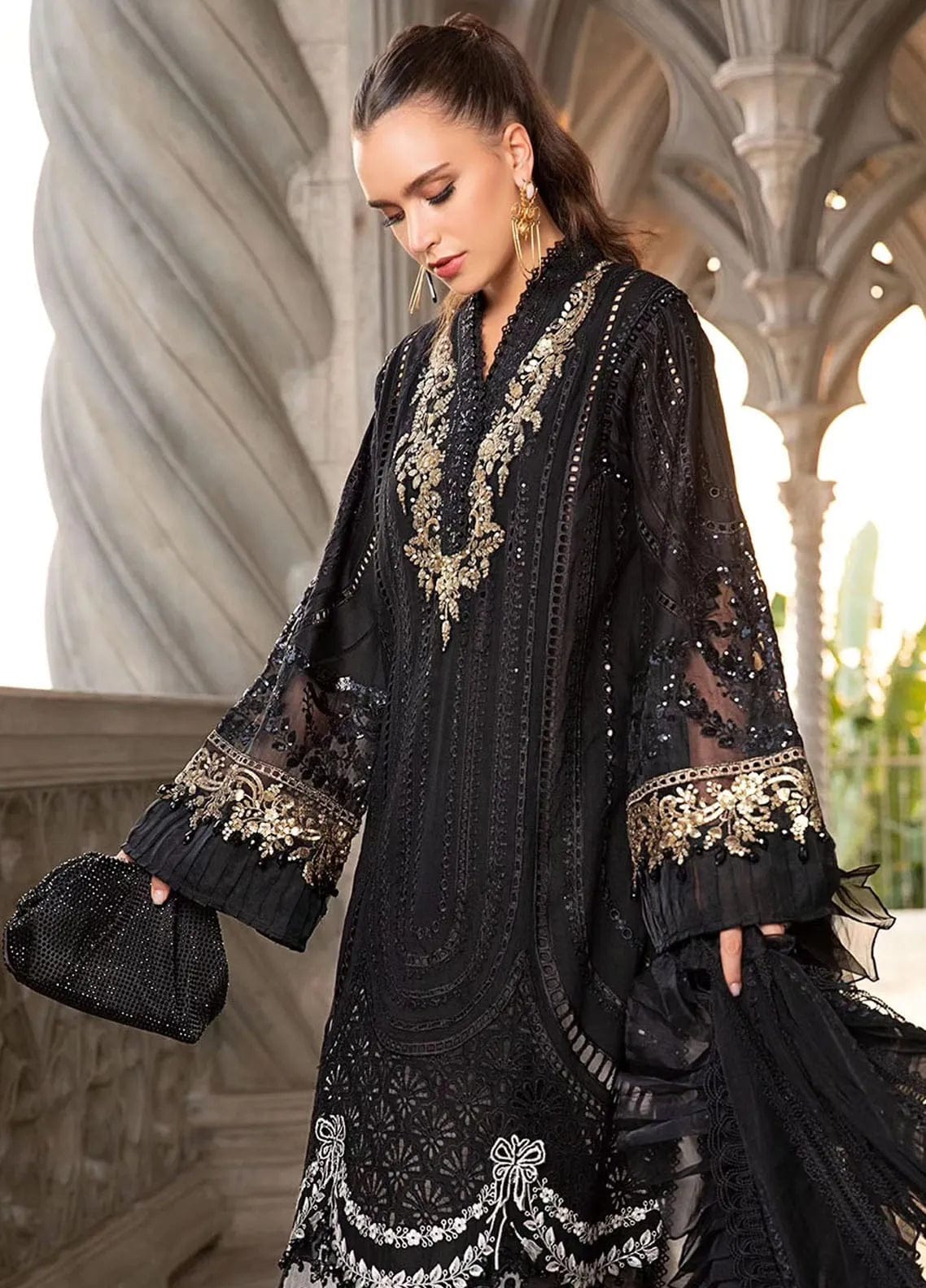 MARIA.B 3 Piece Unstitched Embroidered Organza Suit with tissue dupata
