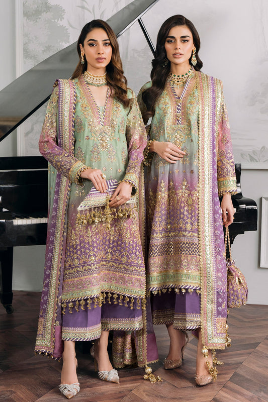 BAROQUE 3 Piece Unstitched Embroidered Chiffon Suit With Silk Trouser