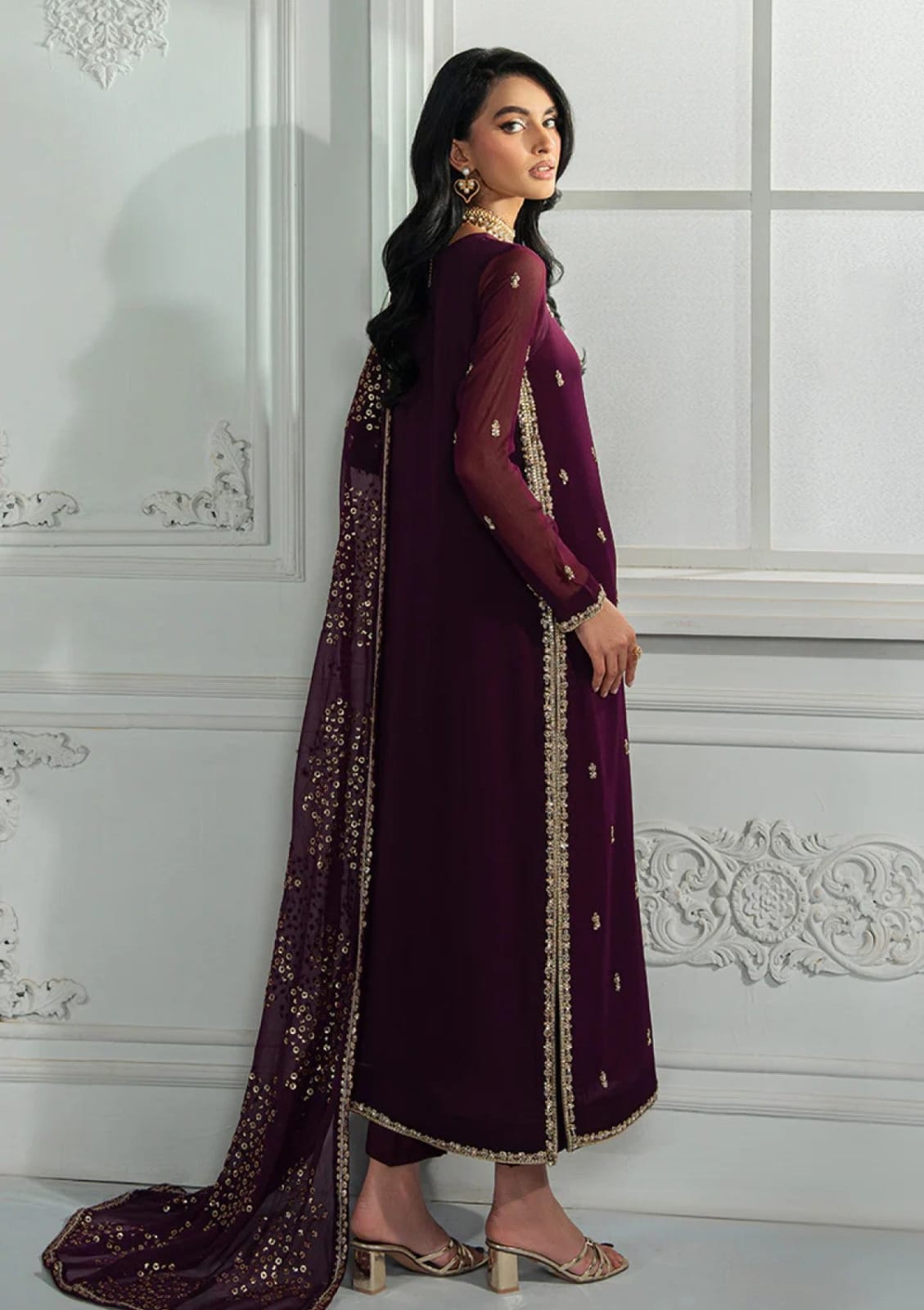 ZARIF MARGANDI 3 Piece Unstitched Embroidered Chiffon Suit With Chiffon Dupatta