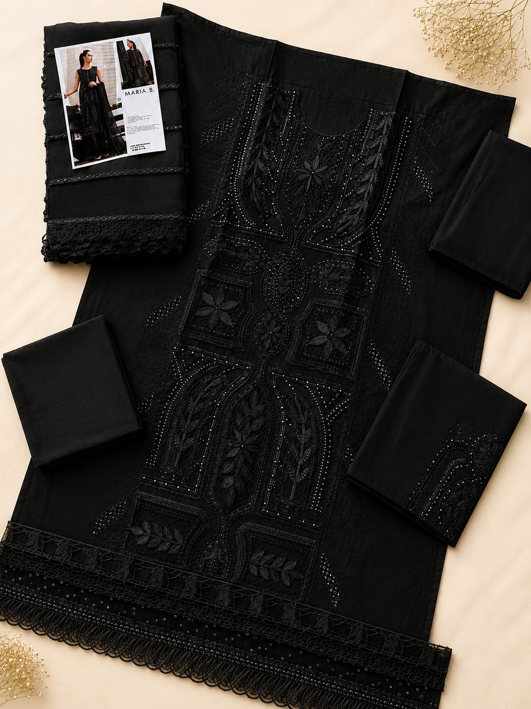 MARIA.B 3 Piece Unstitched Embroidered Pure Cotton Lawn Suit