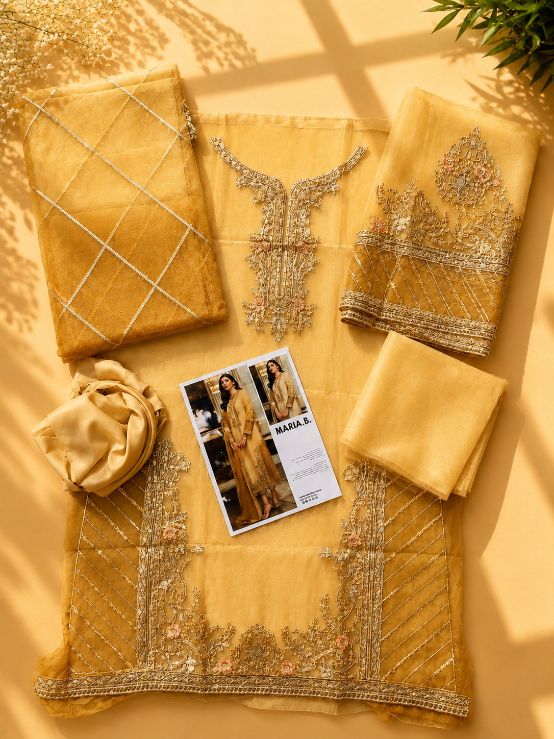 MARIA.B 3 Piece Unstitched Embroidered Organza Suit