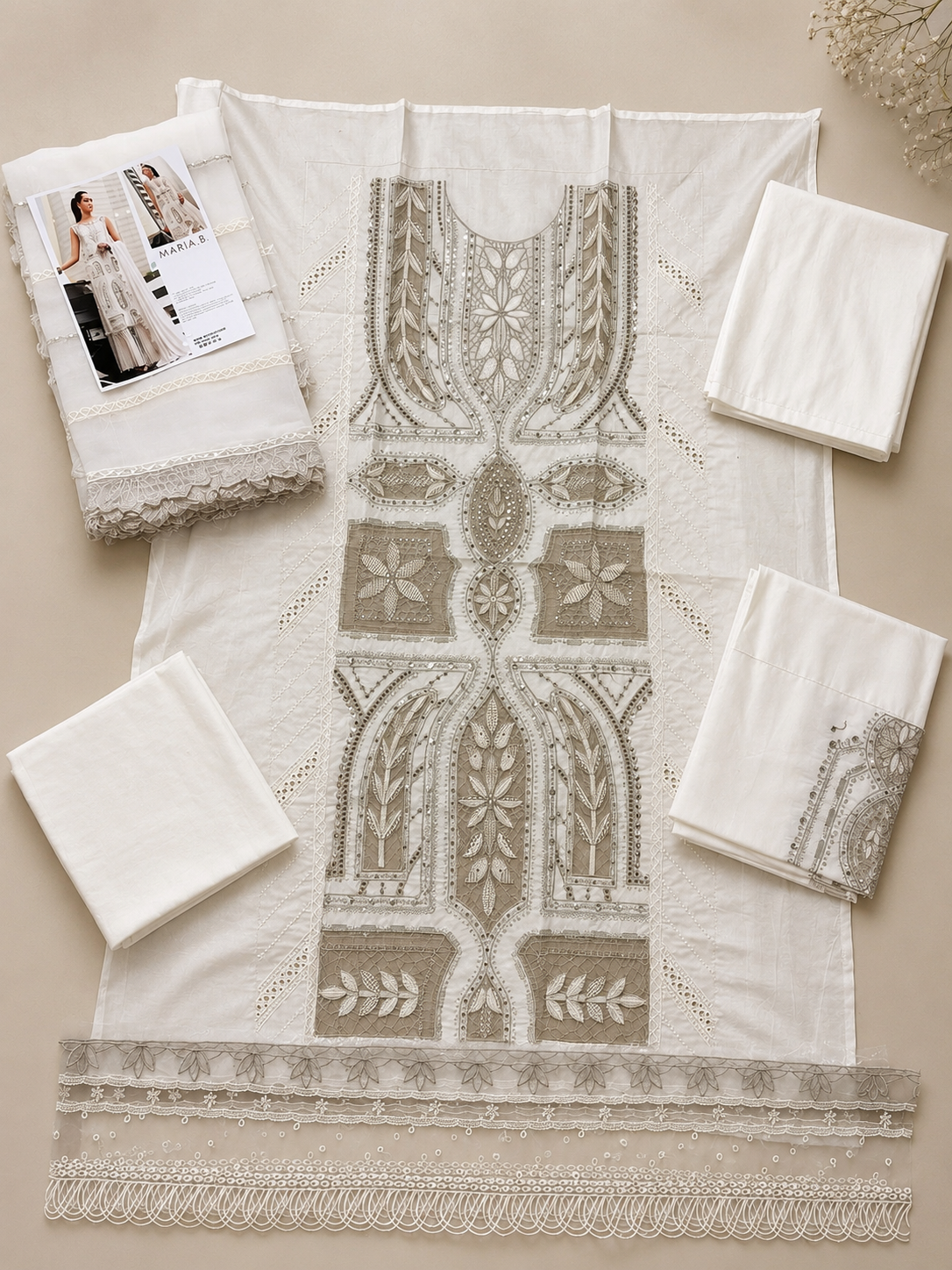 MARIA.B 3 Piece Unstitched Embroidered Pure Cotton Lawn Suit