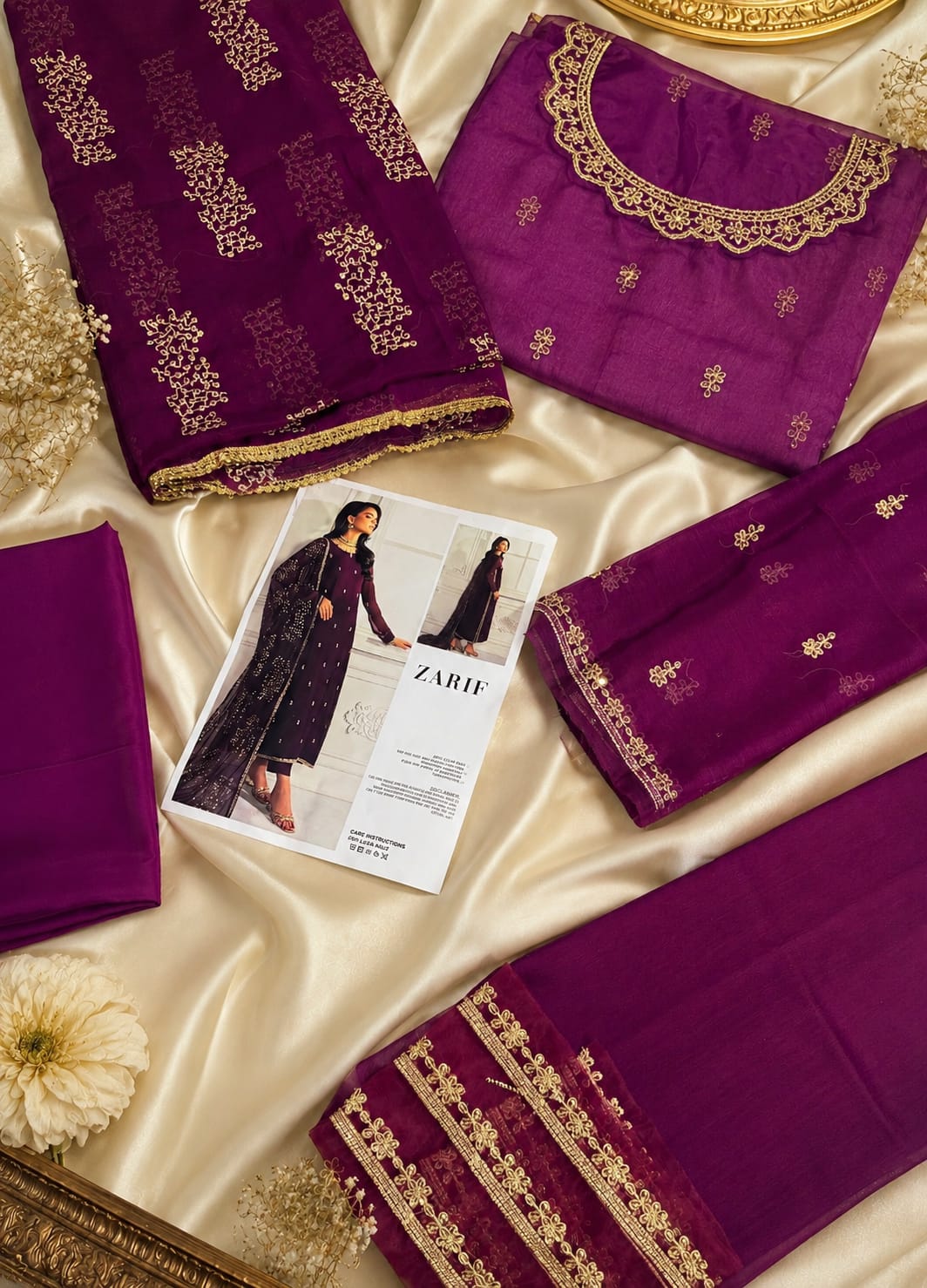 ZARIF MARGANDI 3 Piece Unstitched Embroidered Chiffon Suit With Chiffon Dupatta