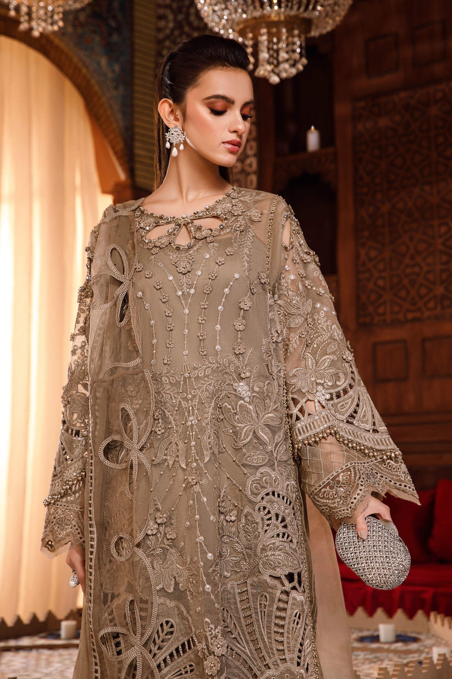 MARIA.B 3 Piece Unstitched Embroidered Organza Suit