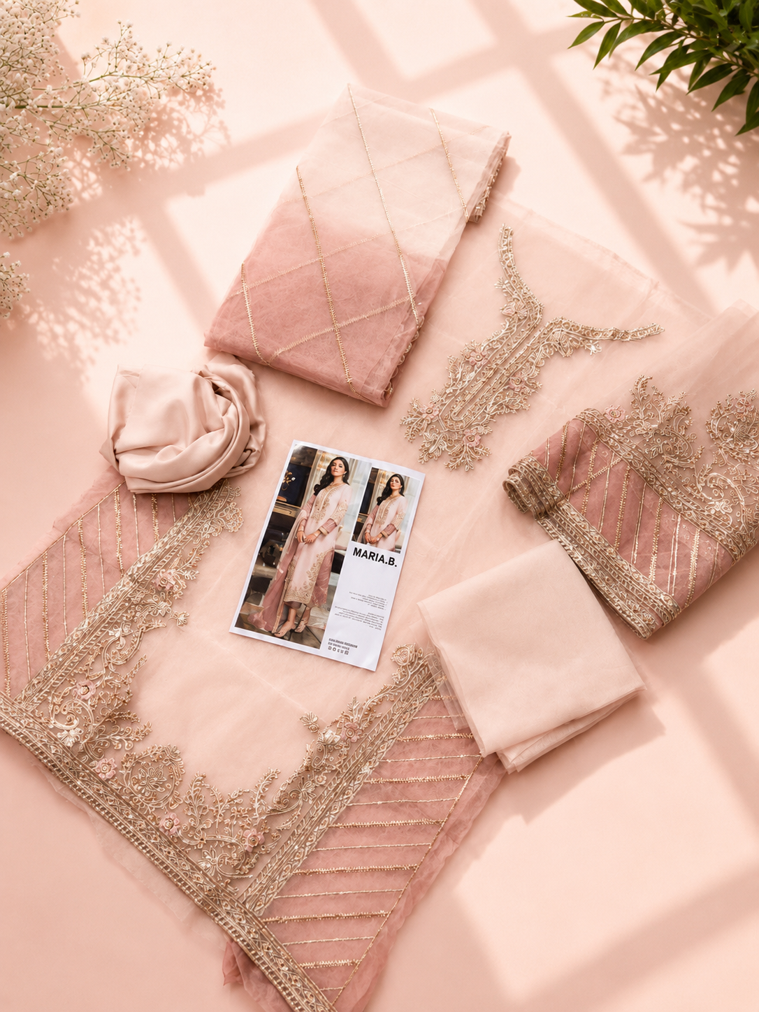 MARIA.B 3 Piece Unstitched Embroidered Organza Suit