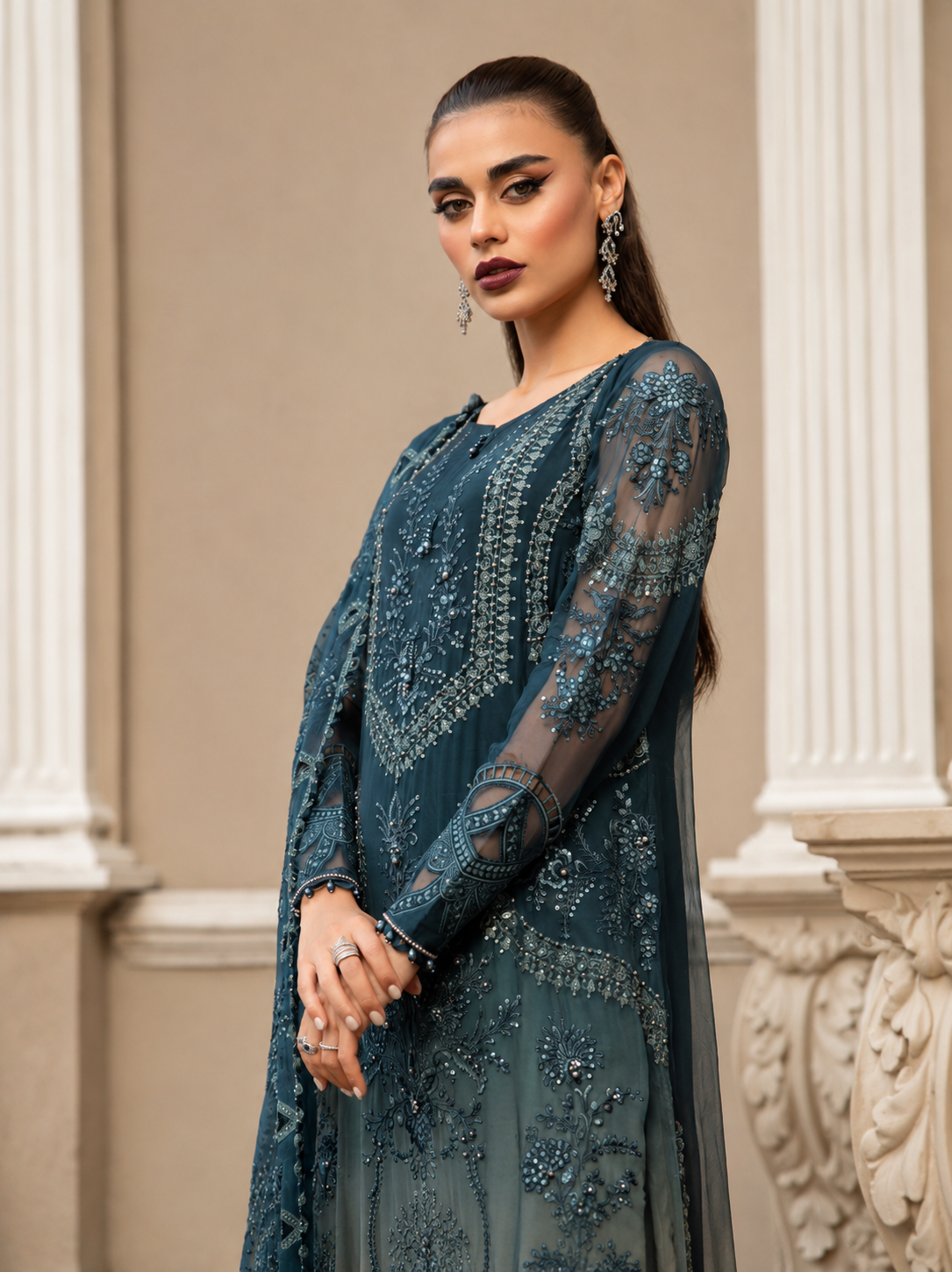 MARIA.B 3 Piece Unstitched Embroidered Chiffon Suit