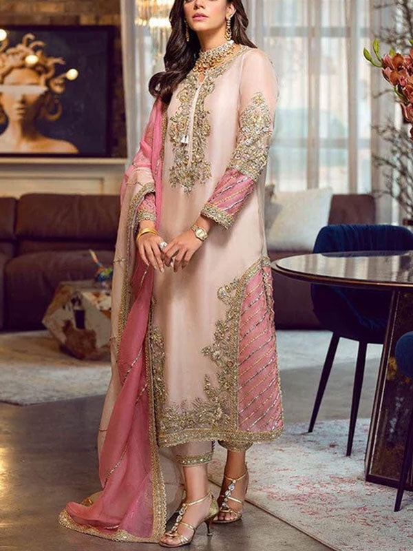 MARIA.B 3 Piece Unstitched Embroidered Organza Suit