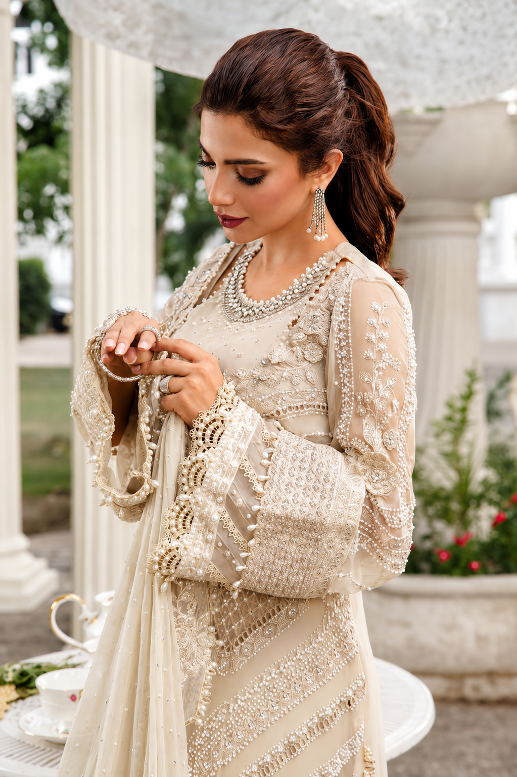MARIA.B 3 Piece Unstitched Embroidered Chiffon Suit