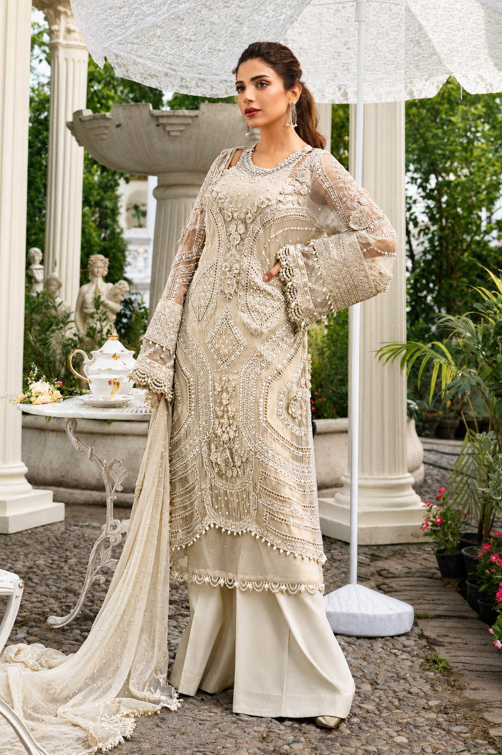 MARIA.B 3 Piece Unstitched Embroidered Chiffon Suit