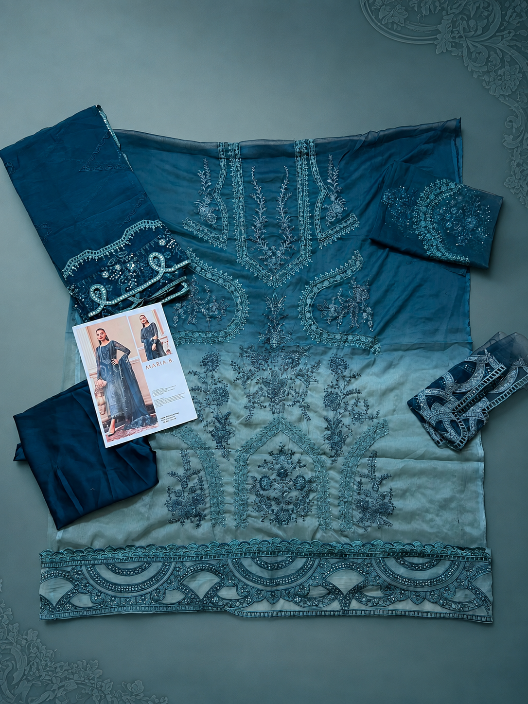 MARIA.B 3 Piece Unstitched Embroidered Chiffon Suit