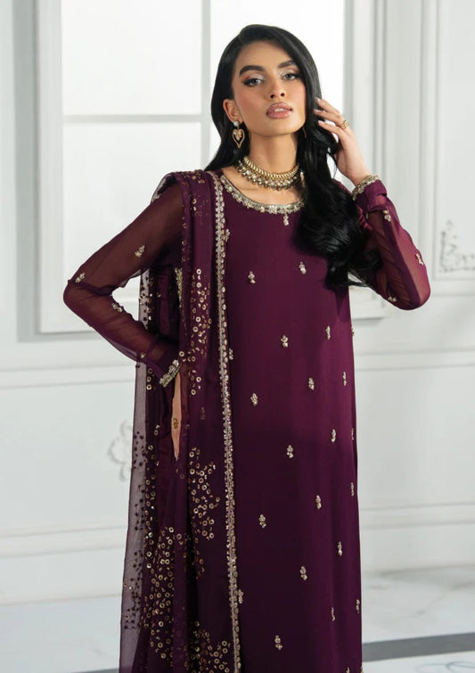 ZARIF MARGANDI 3 Piece Unstitched Embroidered Chiffon Suit With Chiffon Dupatta