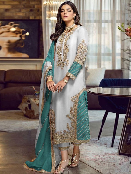 MARIA.B 3 Piece Unstitched Embroidered Organza Suit