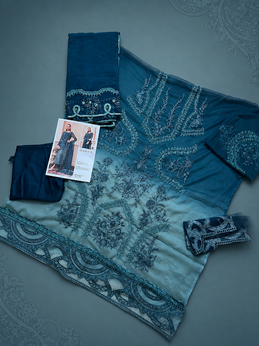 MARIA.B 3 Piece Unstitched Embroidered Chiffon Suit