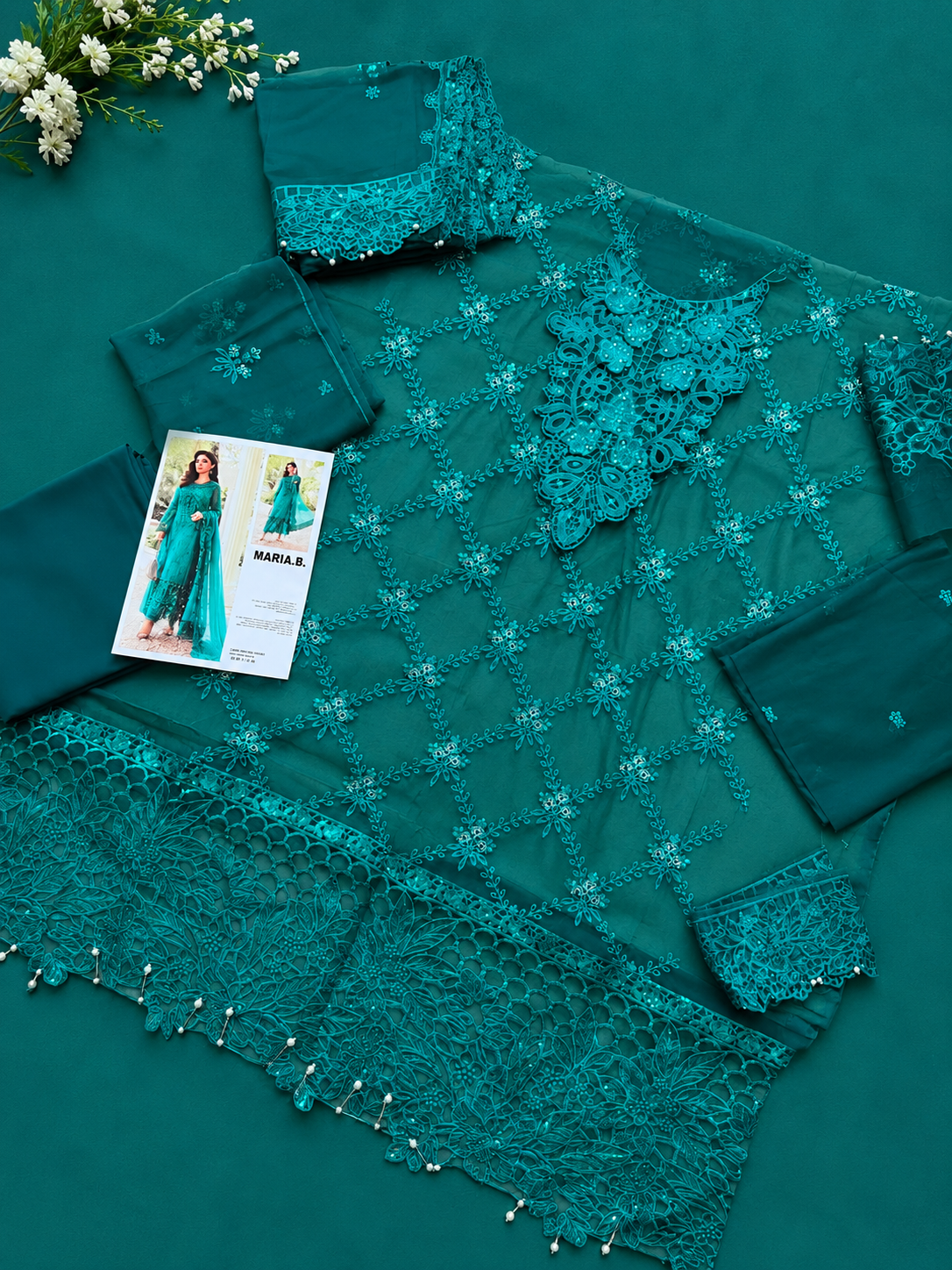 MARIA.B 3 Piece Unstitched Embroidered Chiffon Suit
