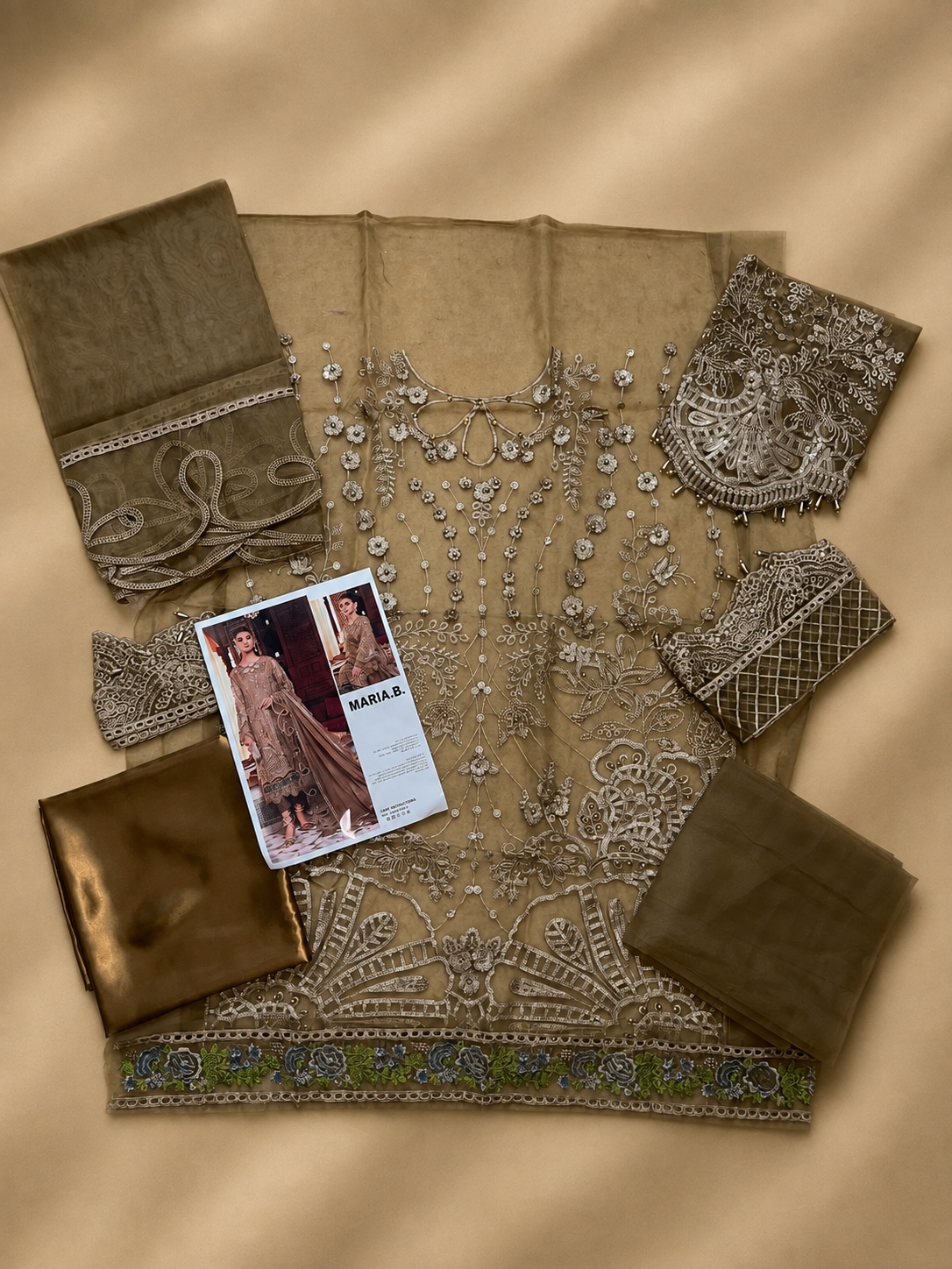 MARIA.B 3 Piece Unstitched Embroidered Organza Suit