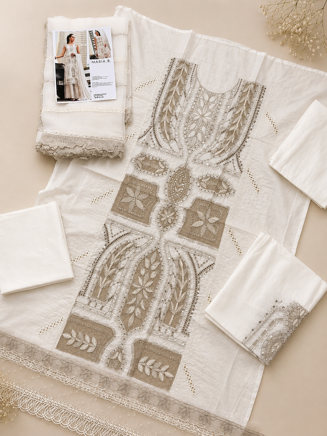 MARIA.B 3 Piece Unstitched Embroidered Pure Cotton Lawn Suit