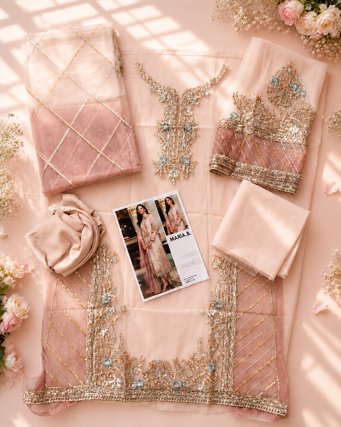 MARIA.B 3 Piece Unstitched Embroidered Organza Suit