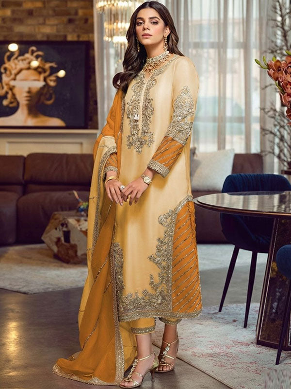 MARIA.B 3 Piece Unstitched Embroidered Organza Suit