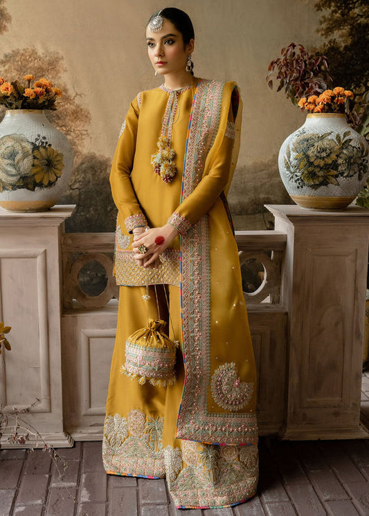 AFROZEH 3 Piece Unstitched Embroidered Organza Suit With Plazzo Pants