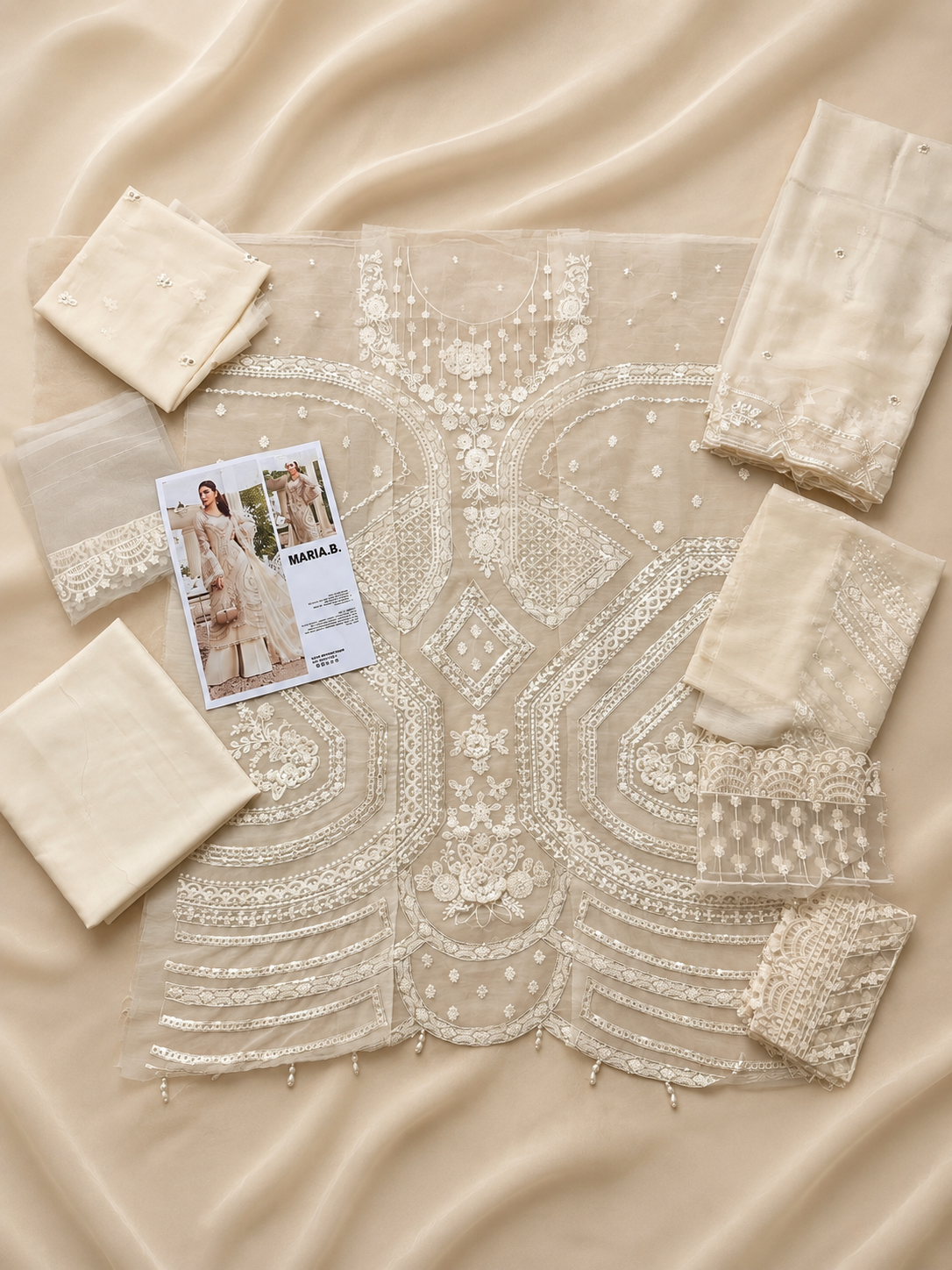 MARIA.B 3 Piece Unstitched Embroidered Chiffon Suit